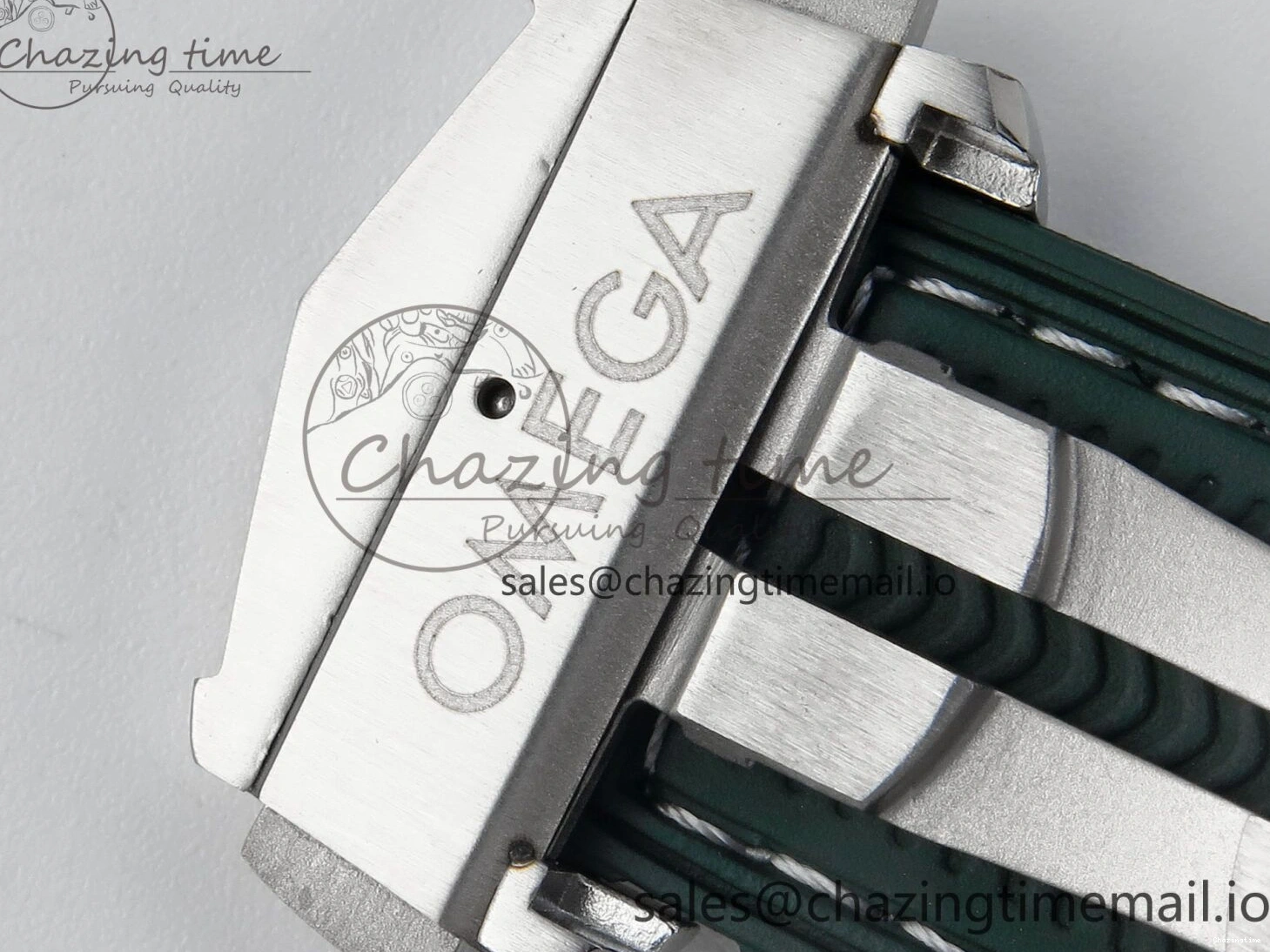 0416 Bold Seamaster Planet Ocean 600M 43.5mm SS SCF 1:1 Best Edition Green Bezel Gray Dial on Green Rubber Strap A8900 Super Clone 7666